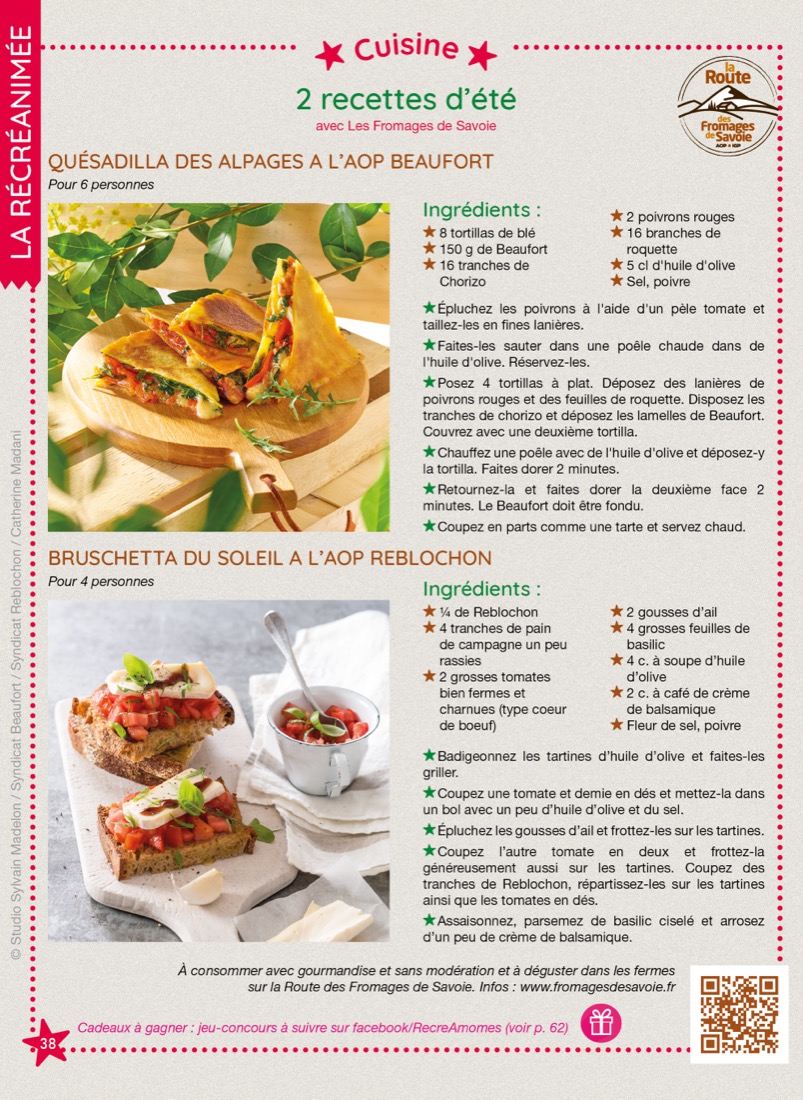 Recette en famille 100 % Fromages de Savoie, tirée du magazine RécréAmômes