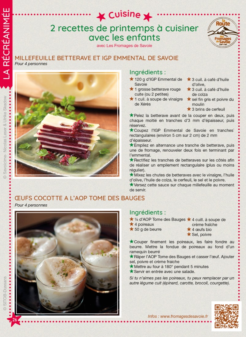 Recette en famille 100 % Fromages de Savoie, tirée du magazine RécréAmômes