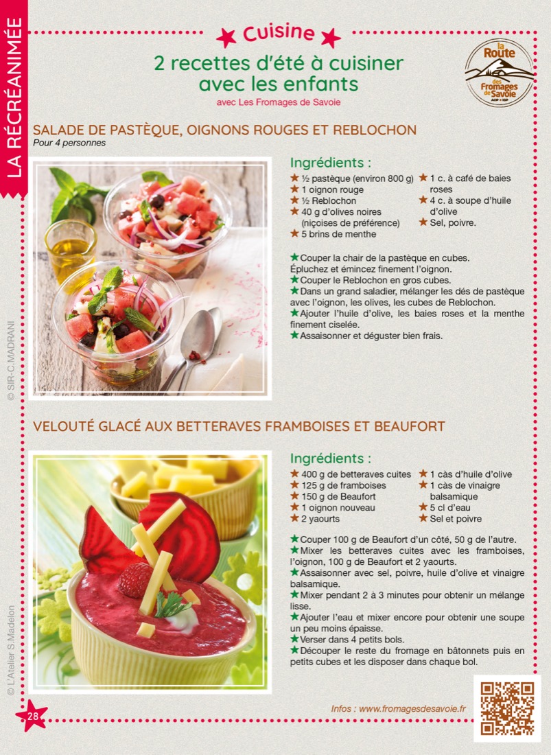 Recette en famille 100 % Fromages de Savoie, tirée du magazine RécréAmômes