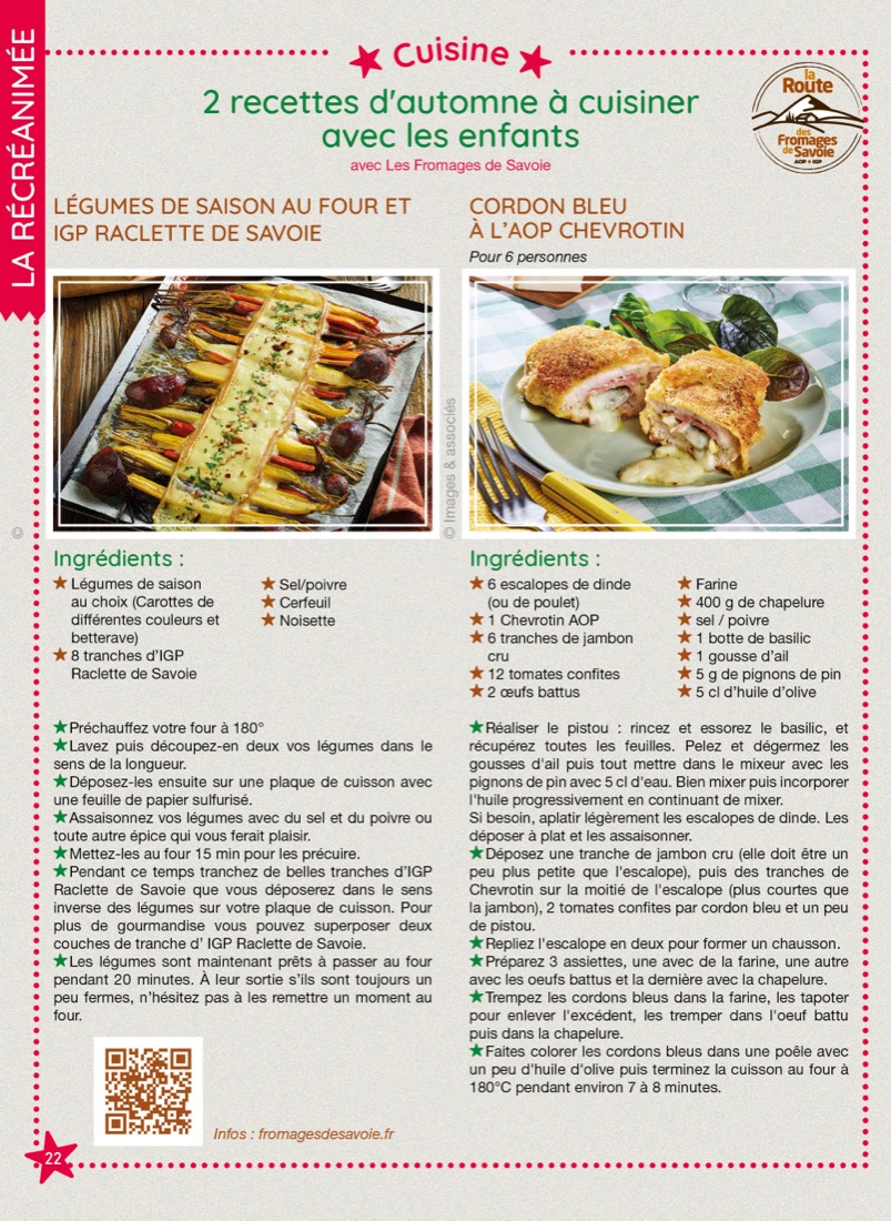 Recette en famille 100 % Fromages de Savoie, tirée du magazine RécréAmômes