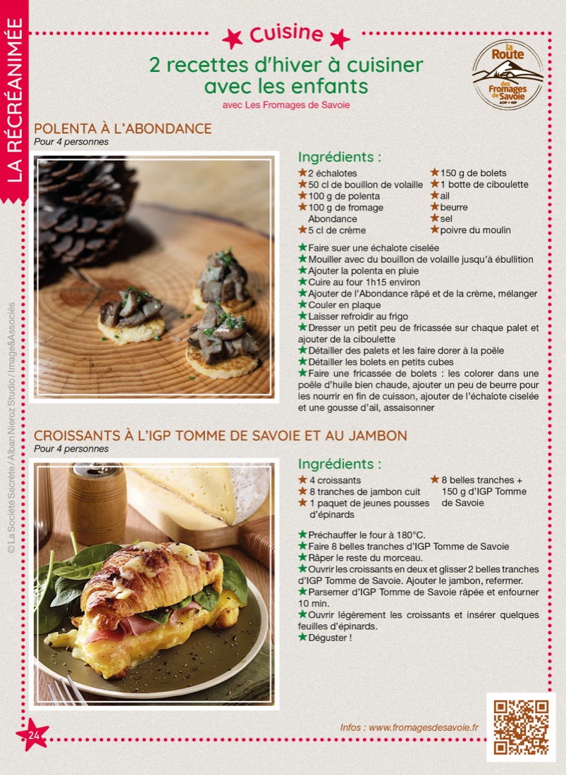 Recette en famille 100 % Fromages de Savoie, tirée du magazine RécréAmômes