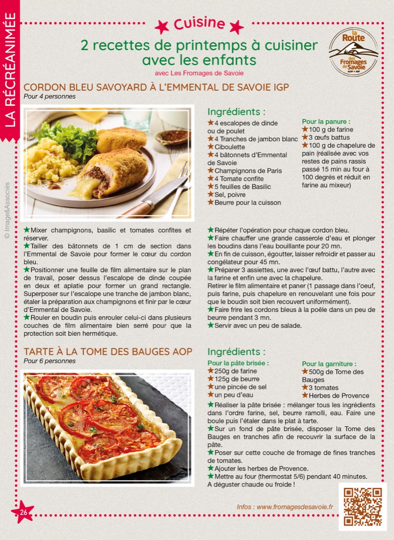 Recette en famille 100 % Fromages de Savoie, tirée du magazine RécréAmômes