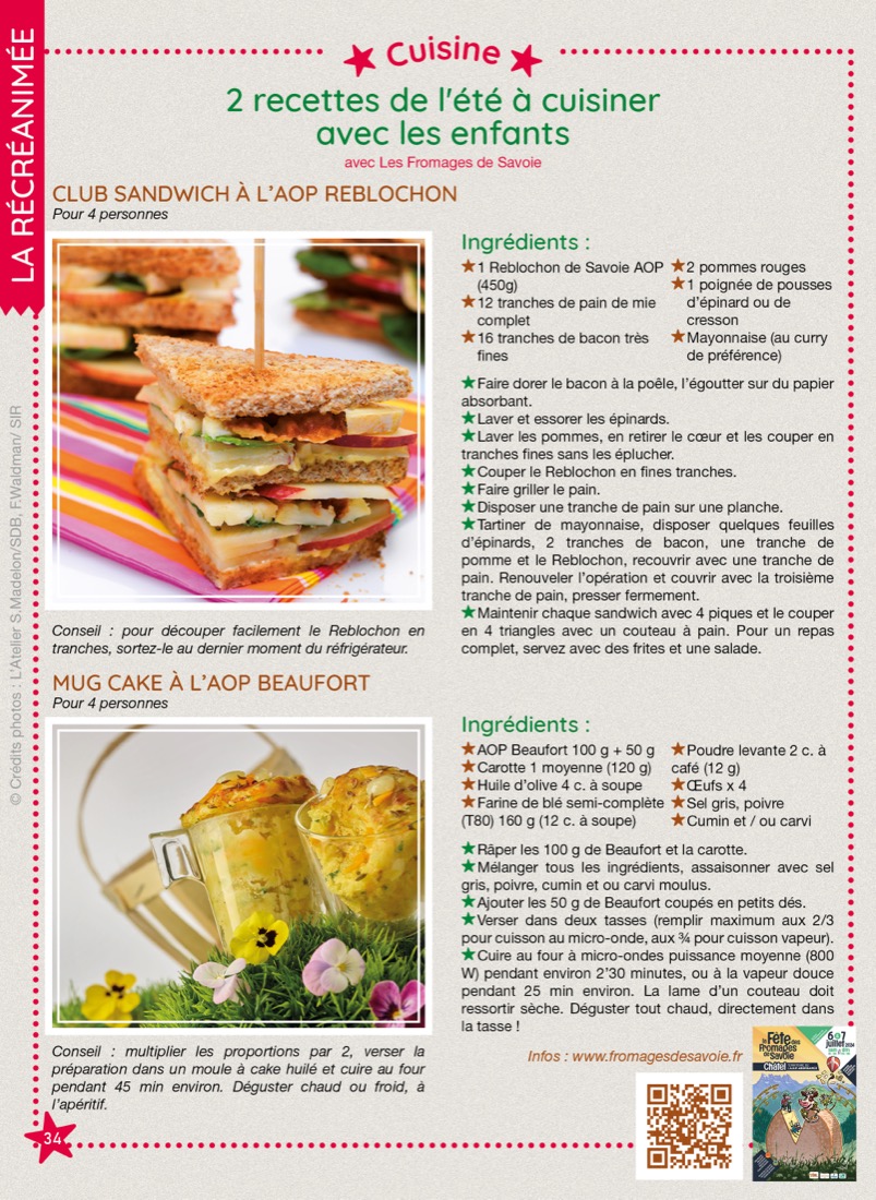 Recette en famille 100 % Fromages de Savoie, tirée du magazine RécréAmômes