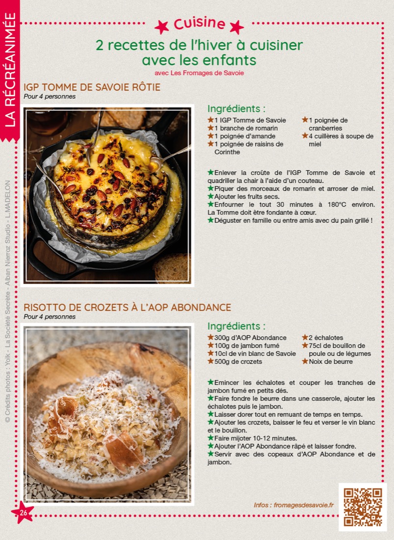 Recette en famille 100 % Fromages de Savoie, tirée du magazine RécréAmômes