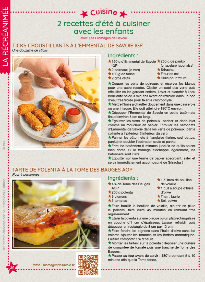 Recette en famille 100 % Fromages de Savoie, tirée du magazine RécréAmômes