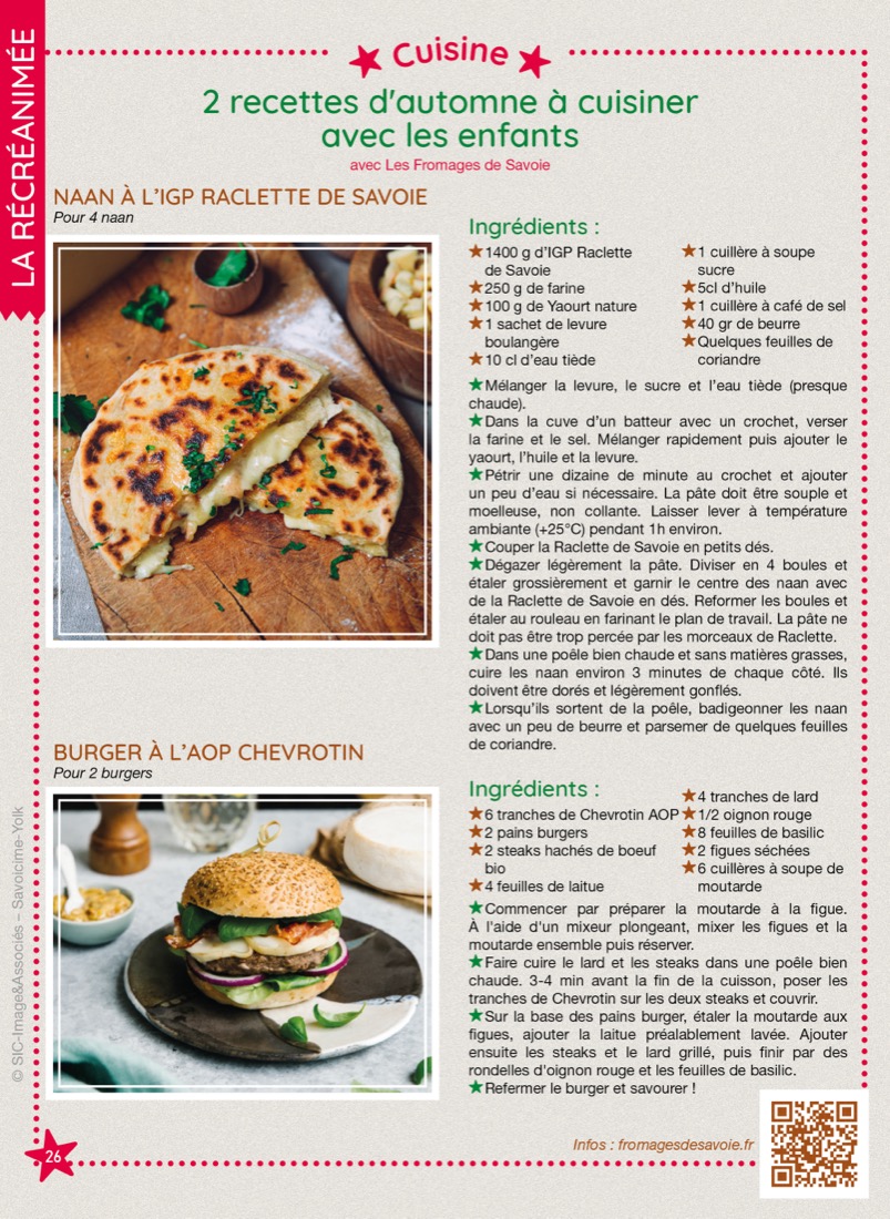 Recette en famille 100 % Fromages de Savoie, tirée du magazine RécréAmômes
